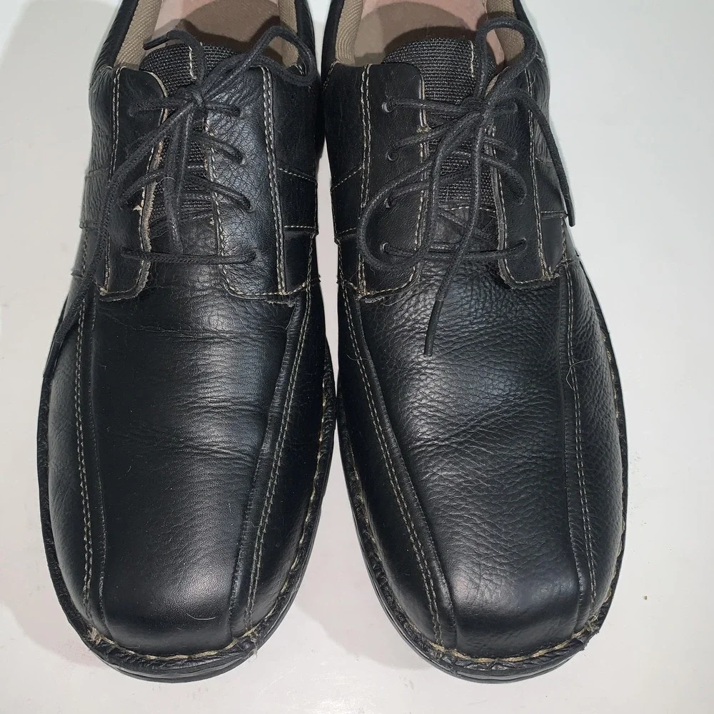 Clarks Shoes Mens Size 11W Black Leather Lace Up Casual Comfort Walking Sneakers